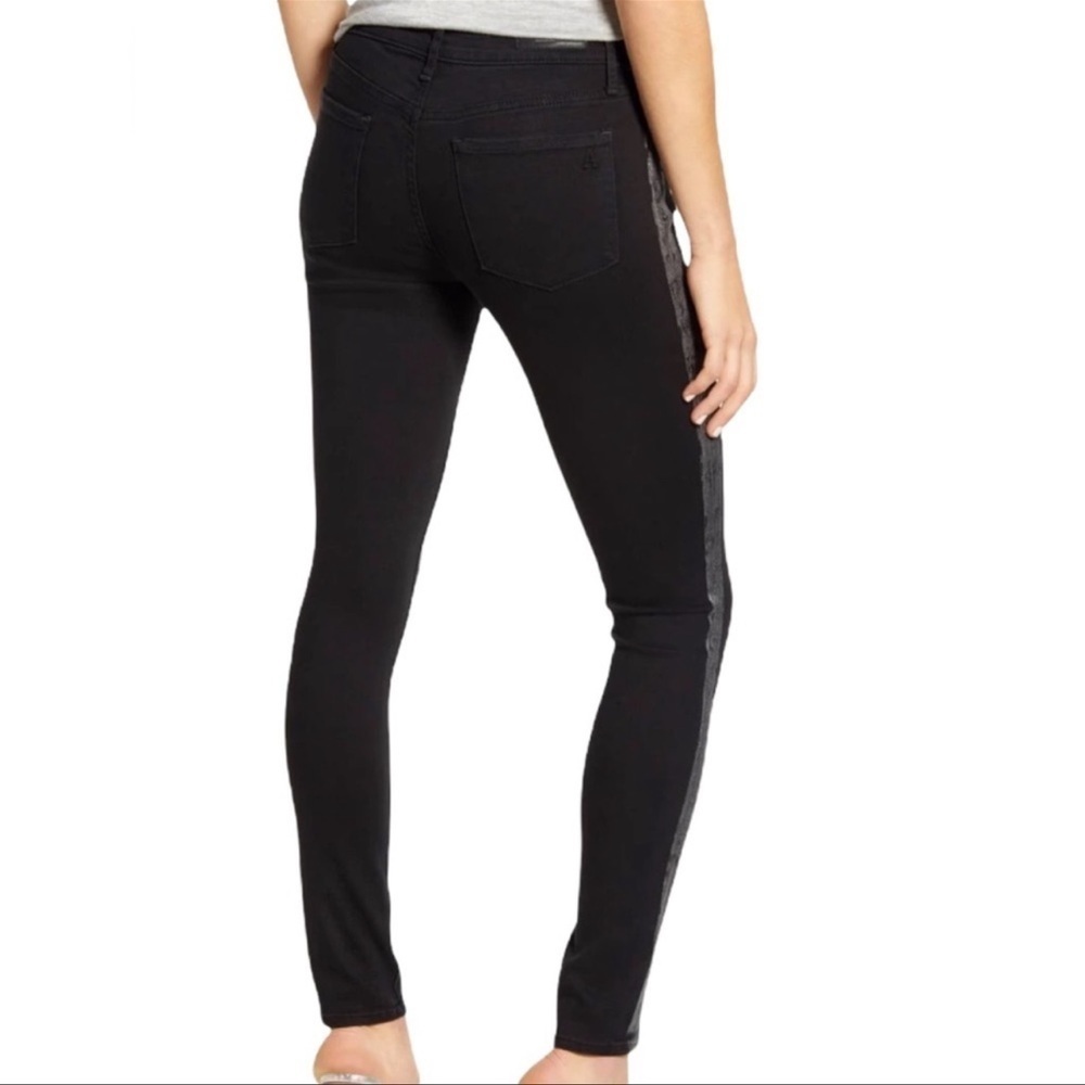 NEW Articles of Society Sarah Skinny Bailey Jeans Black Silver Tuxedo Stripe - Picture 10 of 17